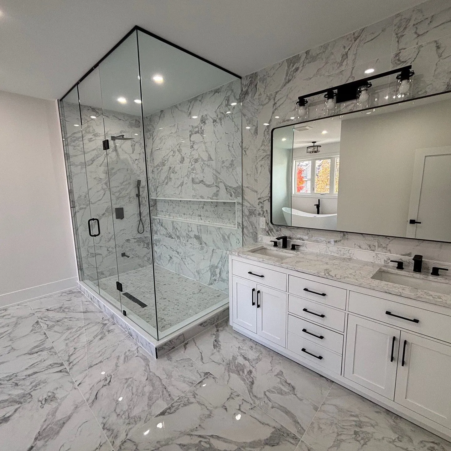 A finished glass shower at handover